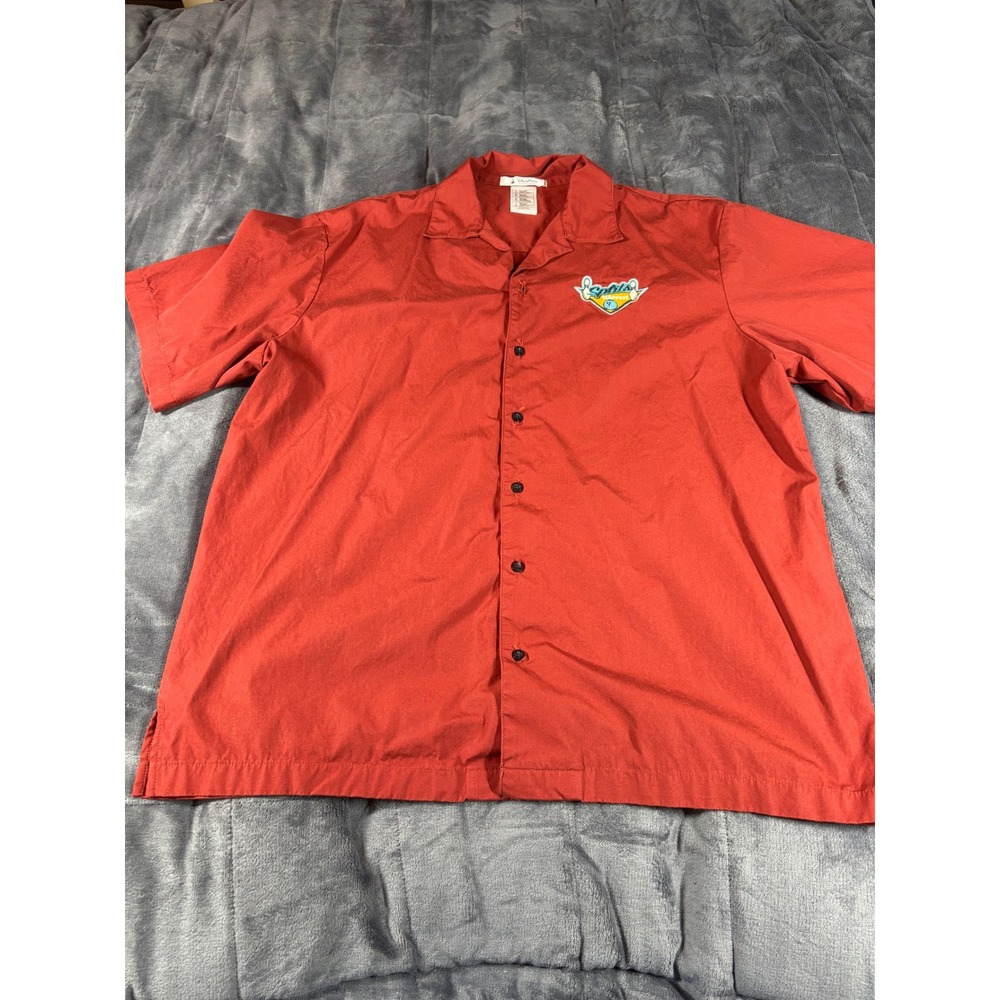 Disney Parks Mens Goofy Gutter Balls Bowling Shirt Red Cotton Rayon Large L 5892